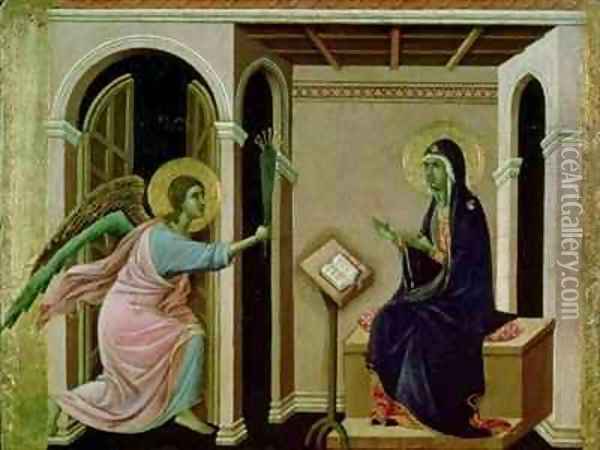 Angel Announcing the Death of Our Lord to Mary Oil Painting - Buoninsegna Duccio di