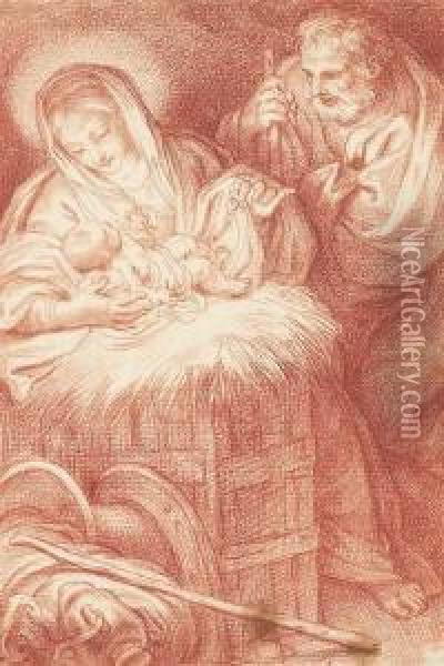 La Vierge A L'enfant Avec Saint Joseph Oil Painting - Giacinto Calandrucci