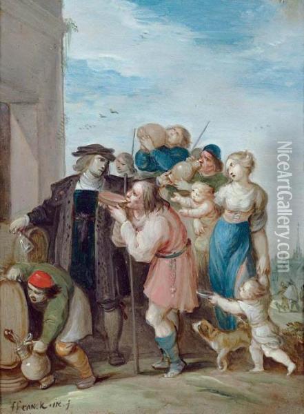 Giving Drink To The Thirsty Oil Painting - Frans II Francken