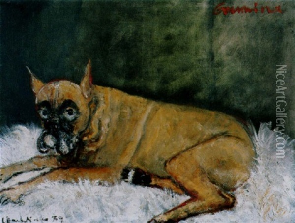 Der Boxerhund Gamine Oil Painting - Eduard Hosch