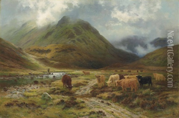 Glen At Inveroran, Perthshire Oil Painting - Louis Bosworth Hurt