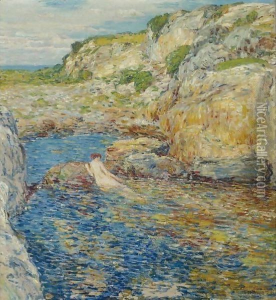 Rockweed Pool Oil Painting - Frederick Childe Hassam