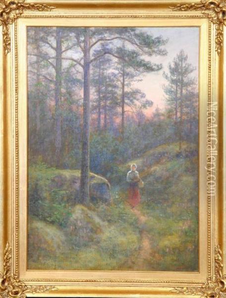 Landskap, Signerad Severin Nilsson Oil Painting - Severin Nilson