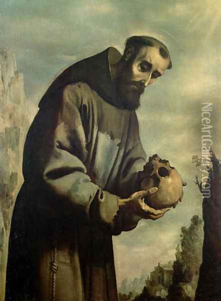 St. Francis in Meditation Oil Painting - Francisco De Zurbaran