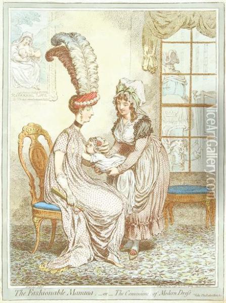 Thefashionable Mama, _or_ The Convenience Of Modern Dress Oil Painting - James Gillray