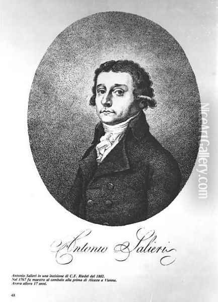 Antonio Salieri 1750-1825, Austrian composer, 1802 Oil Painting - C.F. Riedel