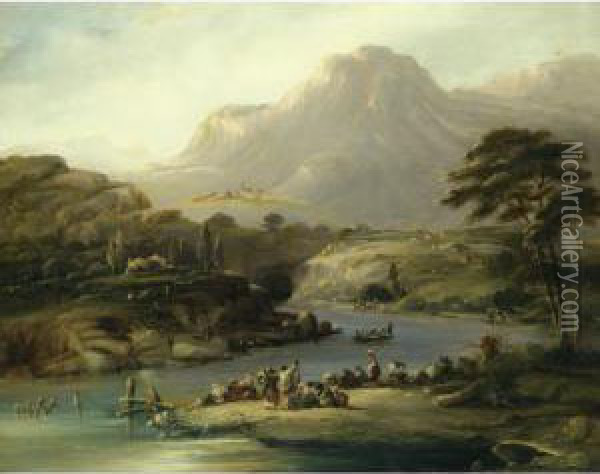 Ribera De Sil, Valle De Quiroga (banks Of The Sil River, Valley Of Quiroga) Oil Painting - Genaro Perez Villaamil