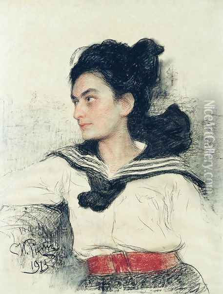 Portrait of Maria Osipovna Lowenfeld, daughter of art collector O. D. Lowenfeld Oil Painting - Ilya Efimovich Efimovich Repin