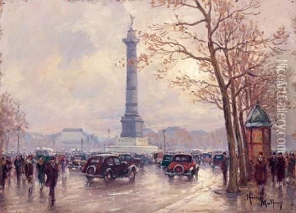Place De La Bastille Oil Painting - Henri Malfroy