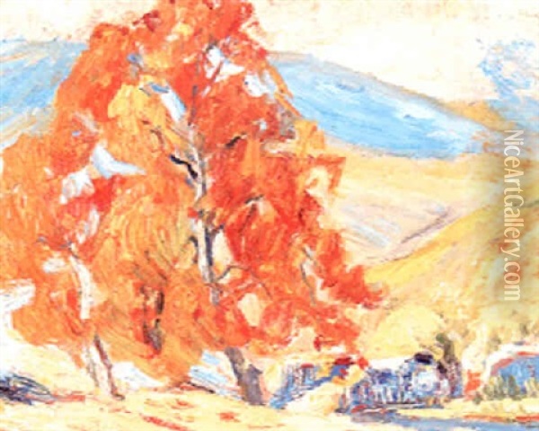 Ranch Scene In Fall Oil Painting - Selden Connor Gile