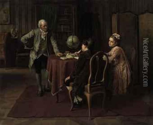 A Difficult Question Oil Painting - Emil Brack