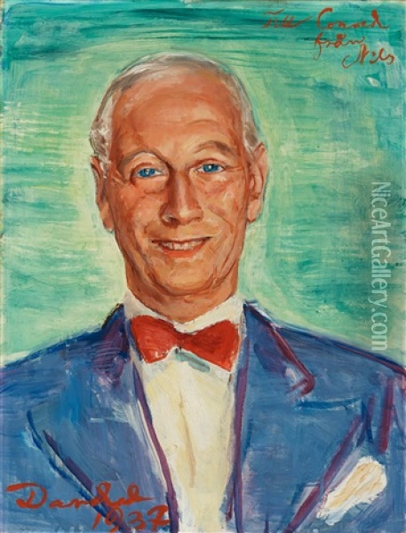 Portrait Of Conrad M. Pineus Oil Painting - Nils Dardel