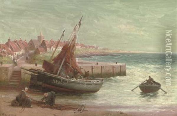 Preparing The Nets Oil Painting - Alexander Young