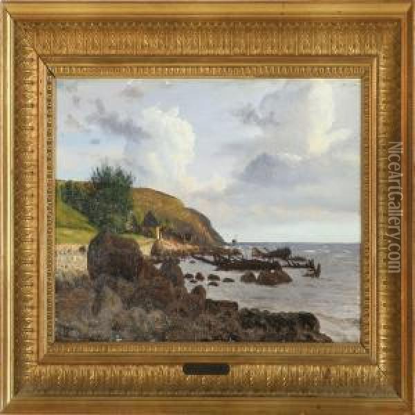 Coastal Scene From Bornholm Island Oil Painting - Johannes Herman Brandt