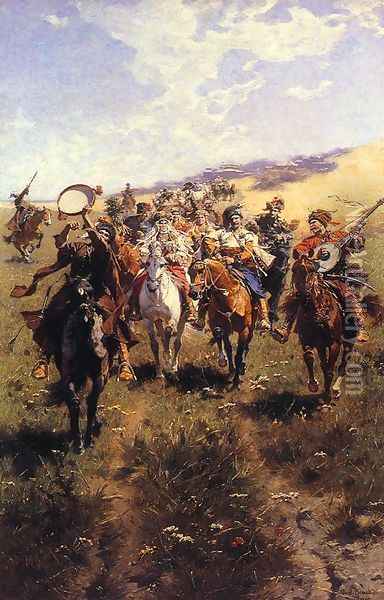 Wesele kozackie Oil Painting - Josef von Brandt