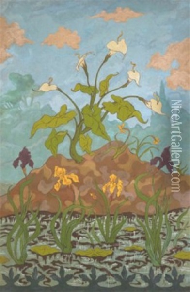 Arums Et Iris Violets Et Jaunes Oil Painting - Paul Elie Ranson