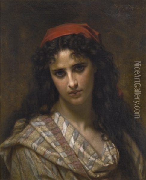 A Rare Beauty Oil Painting - Hugues Merle