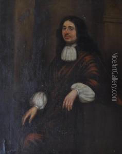 Portrait Of A Gentleman Wearing Red Robes Sitting In Achair Oil Painting - Pieter Nason