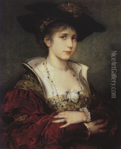 Bildnis Einer Eleganten Dame Oil Painting - Friedrich August von Kaulbach