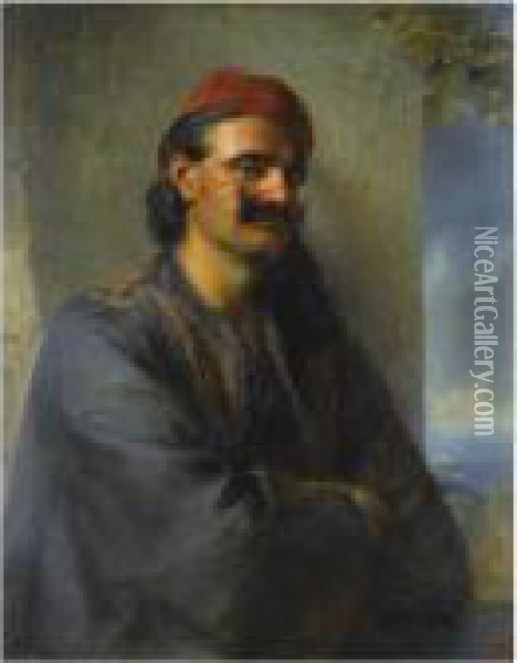 Portrait Of John Edward Trelawny Oil Painting - Friedrich Schilcher