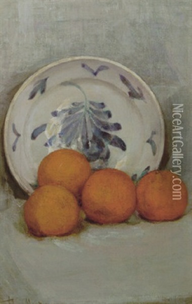 Still Life With Oranges Oil Painting - Piet Mondrian