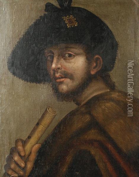 A Young Shepherd With A Flute Oil Painting - Sebastiano Del Piombo