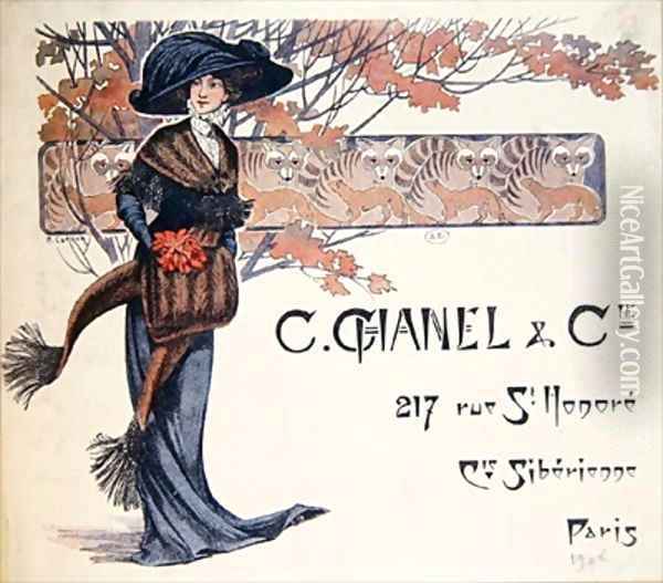 Advertisement for the Furrier C Chanel and Cie Oil Painting - M. Cartier