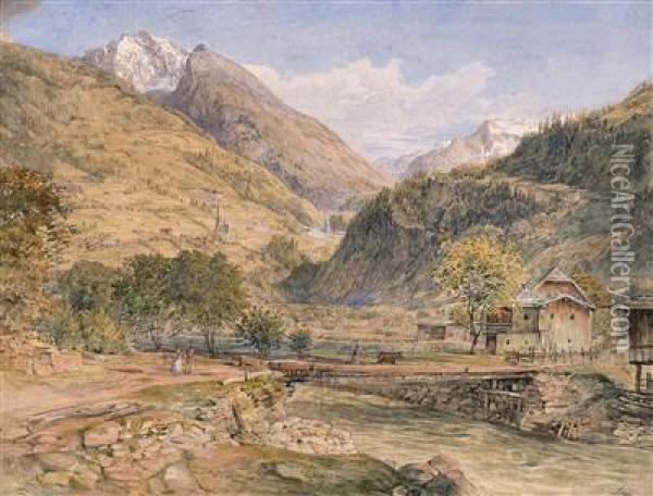 A Motif From Bad Gastein Oil Painting - Karoly Lajos Libay