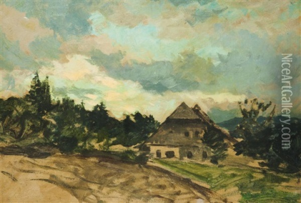 Gehoft Am Waldrand Oil Painting - Gustav Macoun