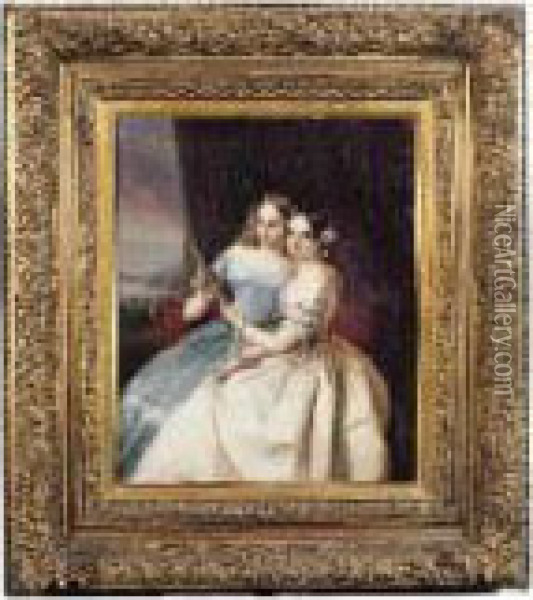 Deux Jeunes Femmes Amateur De Tableaux Oil Painting - Friedrich Remde