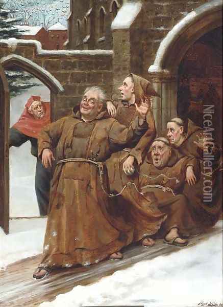 Friar's frolics Oil Painting - Frank Hide