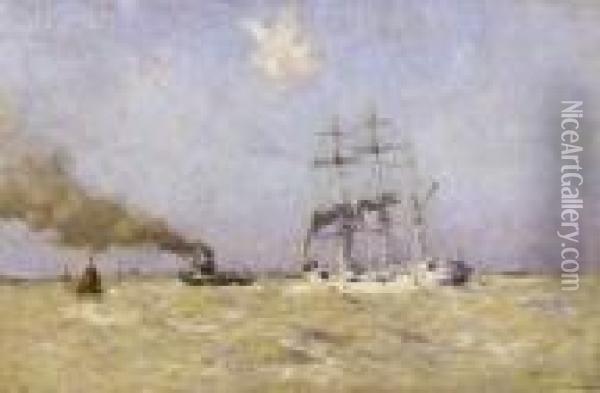 Marine, Circa 1900 Oil Painting - Arthur John Trevor Briscoe