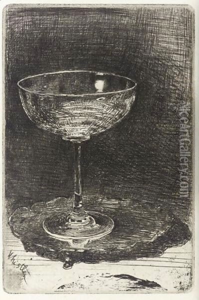The Wine-Glass Oil Painting - James Abbott McNeill Whistler