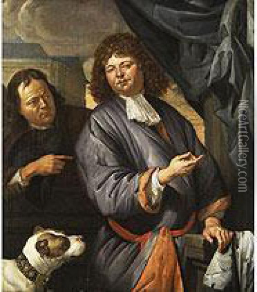 Der Maler War Schuler Seines Vaters, Weitergebildet Oil Painting - Jacob Van Toorenvliet