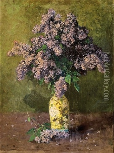 Purple Lilac Oil Painting - Peter Paul Mueller