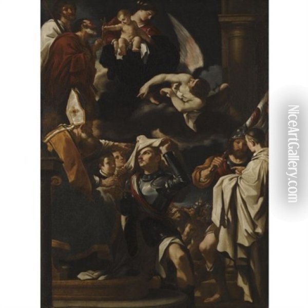 Saint William Of Aquitaine Receiving The Cowl Oil Painting -  Guercino