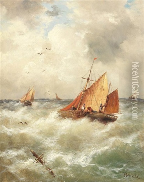 Fischkutter Auf Der Nordsee Oil Painting - Julius Karl Rose