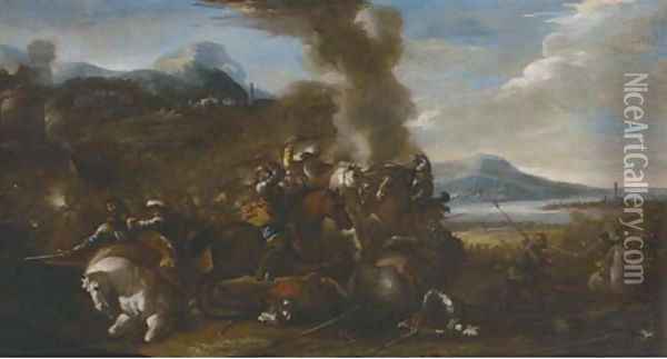 A cavalry skirmish 2 Oil Painting - Jacques Courtois