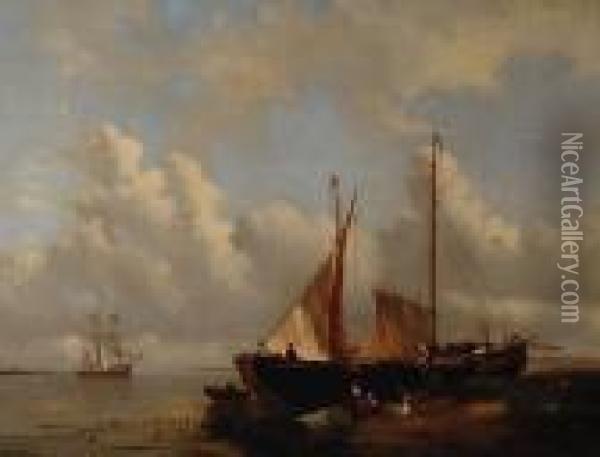 Boats On The Shore Oil Painting - Antonie Waldorp