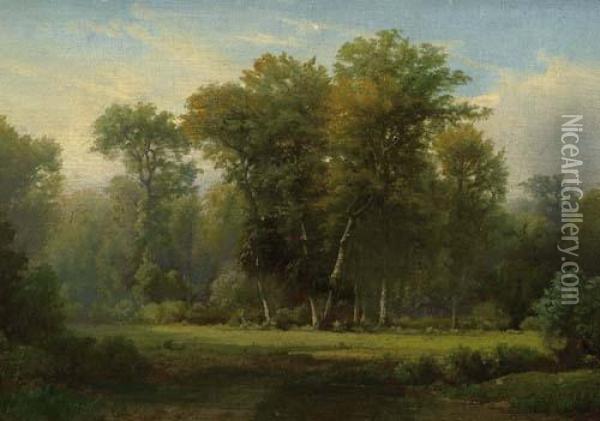 View Of A Clearing In The Forest. Oil Painting - Gottfried Keller