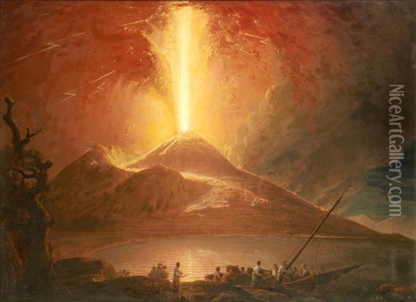 Vesuvius In Eruption Oil Painting - Josepf Wright Of Derby