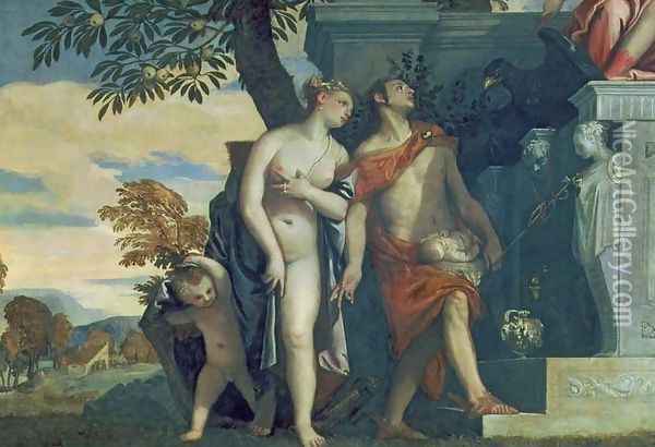 Venus and Mercury presenting her son Anteros to Jupiter Oil Painting - Paolo Veronese (Caliari)
