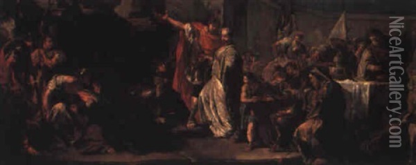 Sacrifice Of Polyxena Oil Painting - Giovanni Battista Pittoni the younger