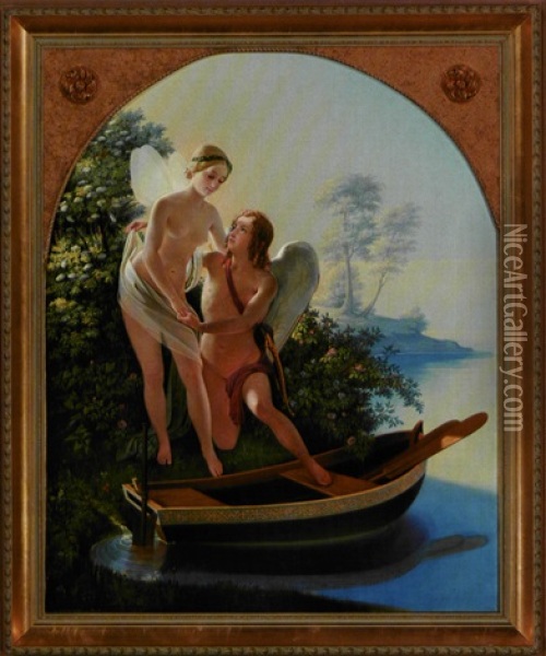 Amor Og Psyke Oil Painting - Detlev Konrad Blunck