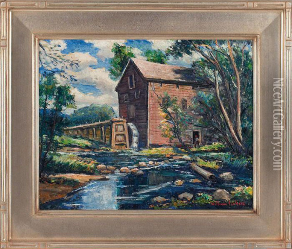 Old Mill House Oil Painting - William Mark Fisher
