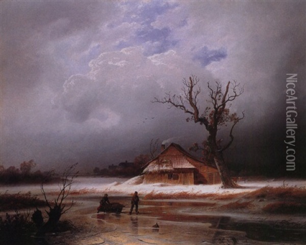 Wintervernugen Oil Painting - Johann Gustav Lange
