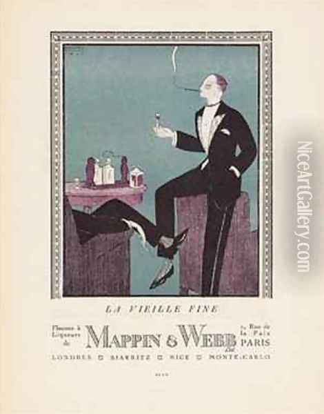 La Vieille Fine Flacons a Liqueurs de Mappin and Webb Ltd Oil Painting - Edouard Halouze