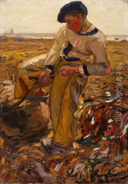 Bauernjunge Auf Dem Feld Oil Painting - Hans Von Bartels