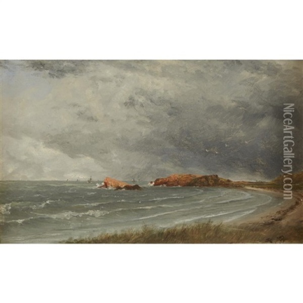 Spouting Rock Beach, Newport Oil Painting - John Frederick Kensett