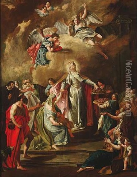 Almosenspende Der Heiligen Elisabeth Von Thuringen Oil Painting - Giovanni Battista Pittoni the younger